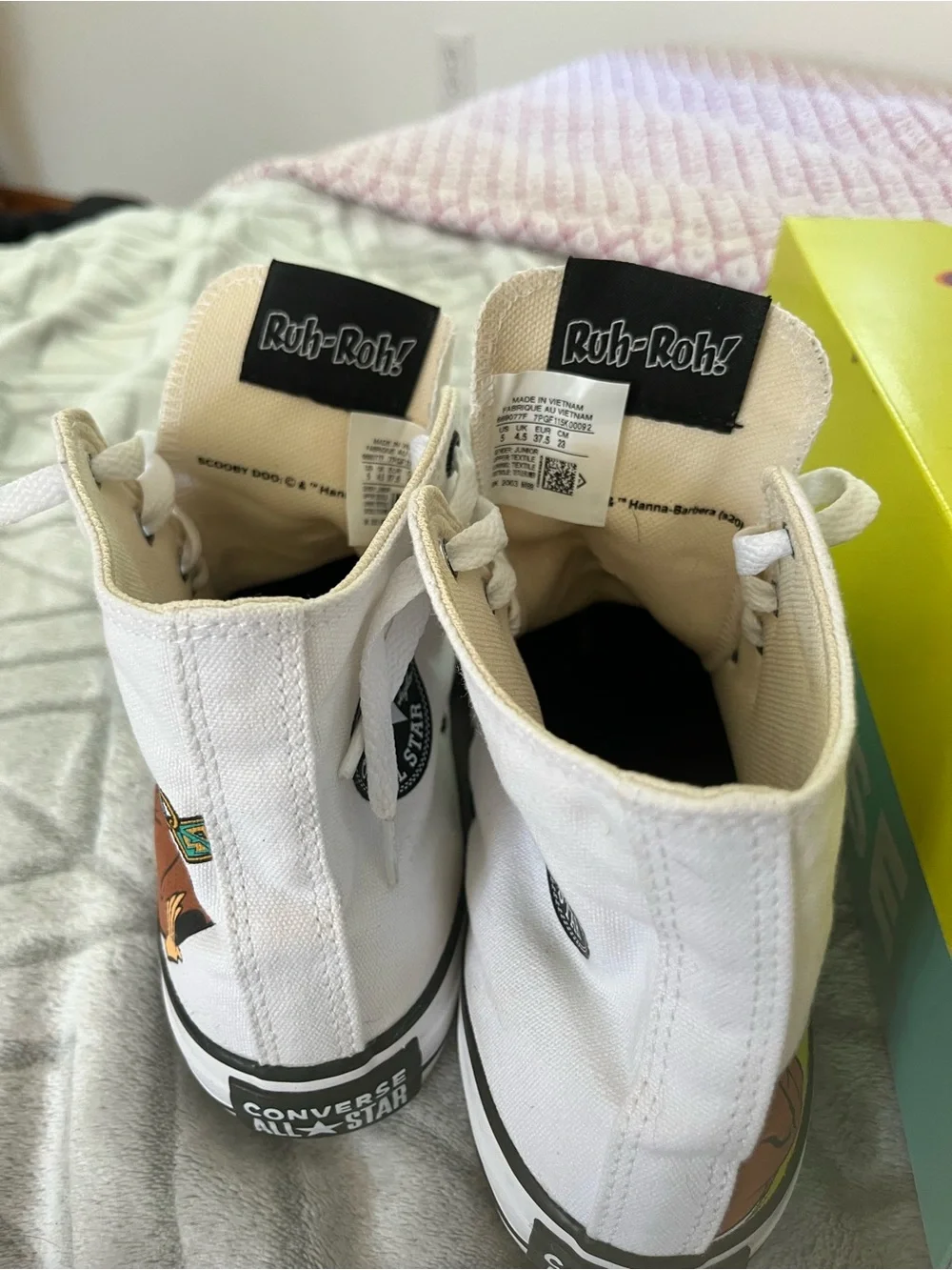 Converse White High Top Sneakers with Orange Graphic